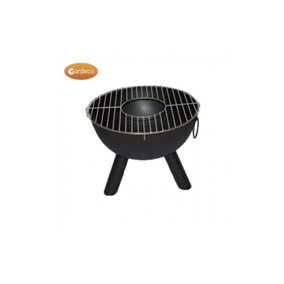 CASA black steel fire bowl 50 cm dia inc BBQ grill