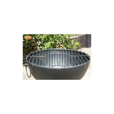 CASA black steel fire bowl 70 cm dia, inc quality BBQ grill with opening
