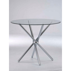 Casa Dining Table Glass Top Chrome Legs