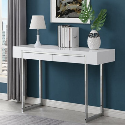 Grey gloss console table with drawers discount