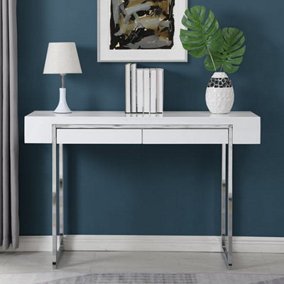 Casa High Gloss Console Table With 2 Drawers In White