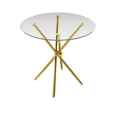 Casa Legs Dining Table - Glass - L90 x W90 x H74.5 cm - Clear Top Gold