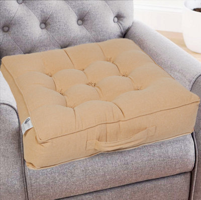 Casabella Booster Cushion Armchair Cushion Large Booster Seat Dining Chair 50x50+10cm Thick Floor Cushion Sofa Seat Beige