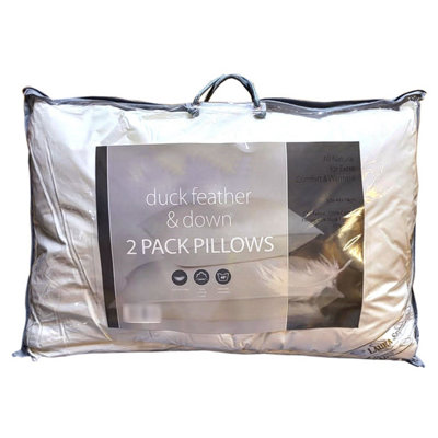 Casabella Duck Feather & Down Pillows Comfort for Restful Sleep Hypoallergenic & Anti Dust Mite 2 Pillows UK Standard Size 48x74cm
