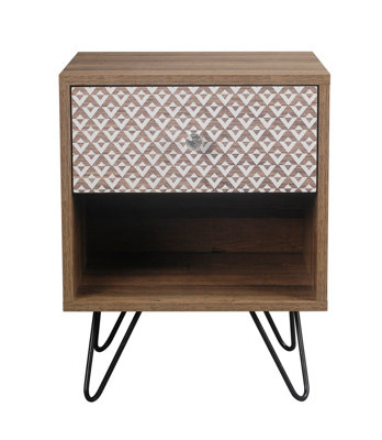 Casablanca 1-Drawer Lamp Table - Quirky Elegance with Black Metal Legs