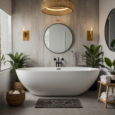 Casares Matt With Gloss Freestanding Stone Bath 1800mm