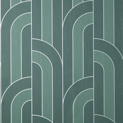 Cascade Arch Wallpaper Emerald / Silver Fine Decor FD42842