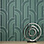 Cascade Arch Wallpaper Emerald / Silver Fine Decor FD42842