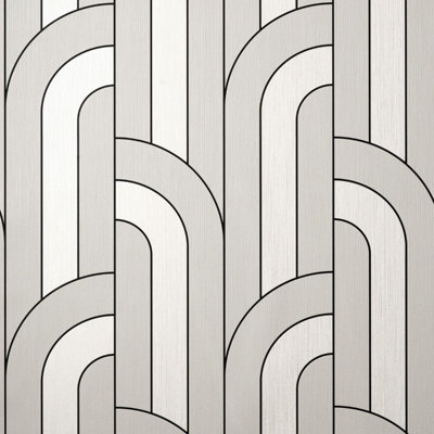 Cascade Arch Wallpaper White / Black Fine Decor FD42843