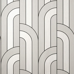 Cascade Arch Wallpaper White / Black Fine Decor FD42843