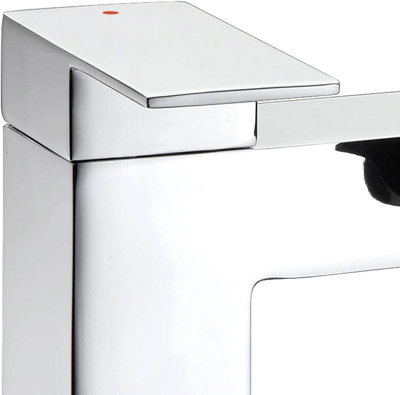 Cascade Edge Square Chrome Lever Basin Mixer Tap & Bath Filler 