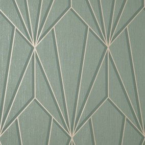 Cascade Geometric Wallpaper Sage / Gilver Fine Decor FD42848
