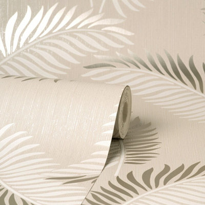 Cascade Leaf Wallpaper Cream / Gold Fine Decor FD42838