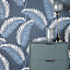 Cascade Leaf Wallpaper Navy / Silver Fine Decor FD42841