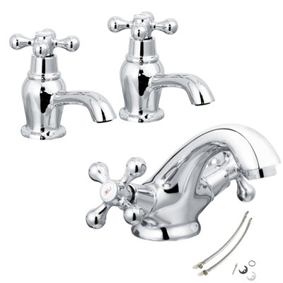 Cascade Penridge Traditional Bath Taps Pillar Pair Chrome & Basin Tap Price Comparisons | Compare The Build