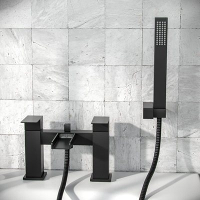 Cascade Waterfall Bath Shower Mixer Tap & Handset Matte Black