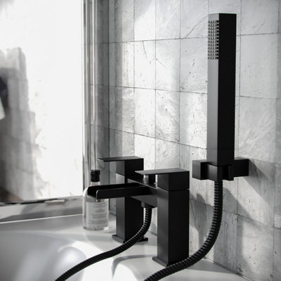 Cascade Waterfall Bath Shower Mixer Tap & Handset Matte Black - 3