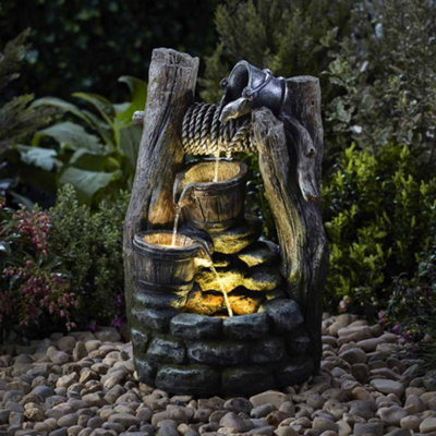 Cascading Buckets Wishing Well Water Feature, Light up LED, Self Contained & Weatherproof (Height - 48.5cm)