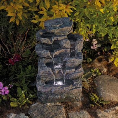 Cascading LED Rockfall Water feature Indoor/Outdoor Self Contained Ornament H45.5cm
