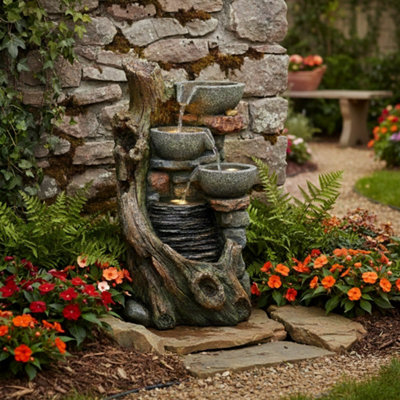 Cascading Outdoor Water Feature Electric Garden Fountain - Rustic Brook