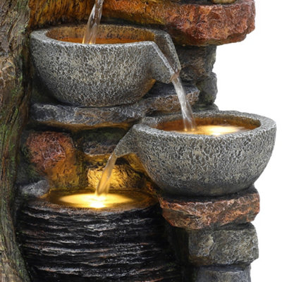 Cascading Outdoor Water Feature Electric Garden Fountain - Rustic Brook
