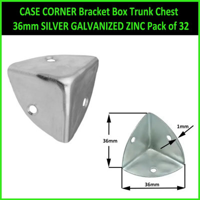 CASE CORNER Bracket Box Trunk Chest 36mm SILVER GALVANIZED ZINC Pack of 32