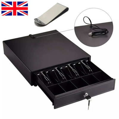 Cash Register Till Drawer Money 4 Bills 5 Coins Removable Tray Safe Key Lockable