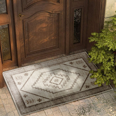 Cashmere Door Rug Living Room Bedroom Floor Radiant Geometric Pattern ...