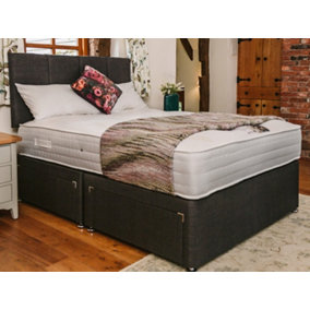 Cashmere Wool 1000 Pocket Sprung Divan Bed Set 2FT6 Small Single 2 Drawers Side - Naples Slate