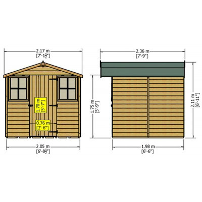 Casita Single Door Tongue and Groove Garden Shed Workshop Approx 7 x 7 Feet - 5
