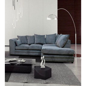 Casper Fabric Right Hand Facing Corner Sofa- Grey