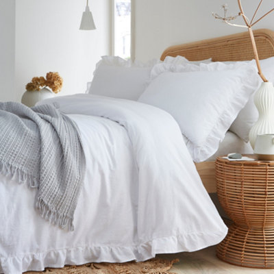 Cassia Frill 100% Cotton Relaxed Look Duvet Cover Set