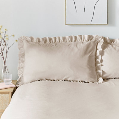 Cassia Frill 100% Cotton Relaxed Look Natural Duvet Cover Set