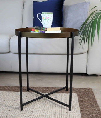 Round metal tray on sale side table