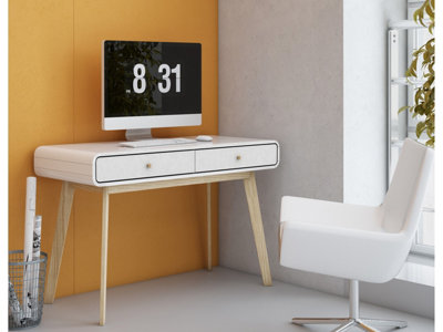 Cassie 2 Drawer Desk in White 500x790x1200 mm