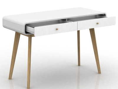 Cassie 2 Drawer Desk in White 500x790x1200 mm