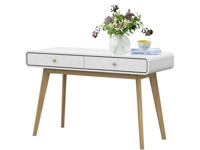 Cassie 2 Drawer Desk in White 500x790x1200 mm