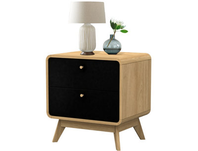 Cassie 2 Drawer Nightstand in Oak Look Black