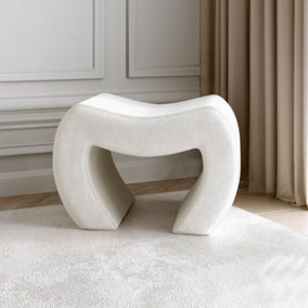 Cassie Ivory Bouclé Stool for Bedroom Living room home decoration