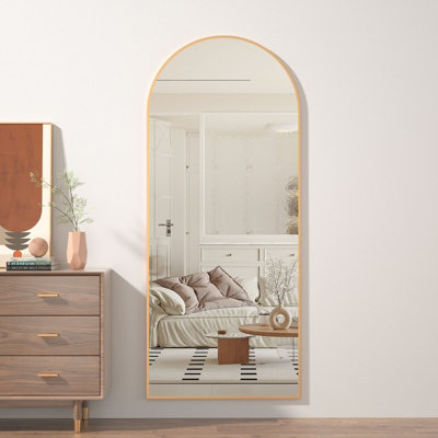 CASSILANDO Gold Full Length Mirror 162cmx53cm,Arch Floor Mirror with Standing Full Mirrors Hanging or Leaning or Wall for Bedroom