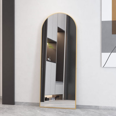 CASSILANDO Gold Full Length Mirror 162cmx53cm,Arch Floor Mirror with Standing Full Mirrors Hanging or Leaning or Wall for Bedroom