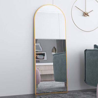 CASSILANDO Gold Full Length Mirror 162cmx53cm,Arch Floor Mirror with Standing Full Mirrors Hanging or Leaning or Wall for Bedroom