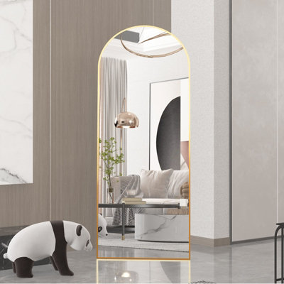 CASSILANDO Gold Full Length Mirror 162cmx53cm,Arch Floor Mirror with Standing Full Mirrors Hanging or Leaning or Wall for Bedroom