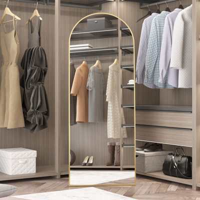 CASSILANDO Gold Full Length Mirror 162cmx53cm,Arch Floor Mirror with Standing Full Mirrors Hanging or Leaning or Wall for Bedroom