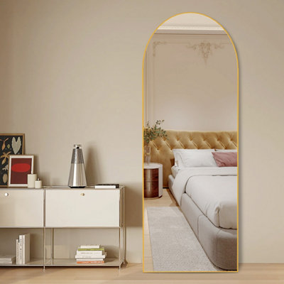 CASSILANDO Gold Full Length Mirror 162cmx53cm,Arch Floor Mirror with Standing Full Mirrors Hanging or Leaning or Wall for Bedroom