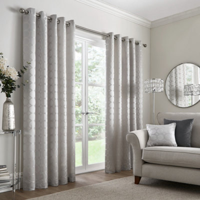 Cassina Circular Patterned Pair of Eyelet Curtains