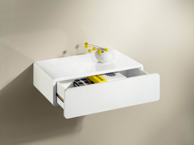 CASSY Shelf with Drawer, High Gloss White, 51x27x14cm