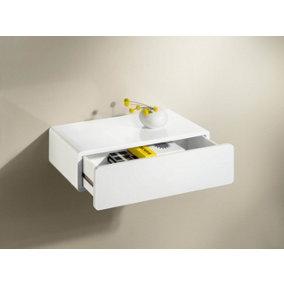 CASSY Shelf with Drawer, High Gloss White, 51x27x14cm