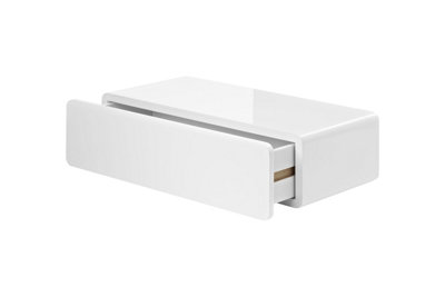 CASSY Shelf with Drawer, High Gloss White, 51x27x14cm