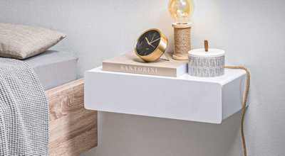 CASSY Shelf with Drawer, High Gloss White, 51x27x14cm